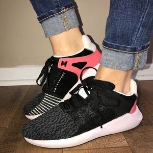 Adidas EQT black and pink shoes